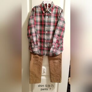 GAP Kids Plaid Shirt and Tan Pants Set